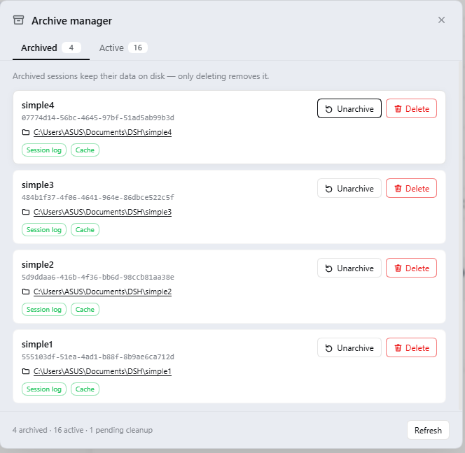 Скриншот dsh-archive-manager 2