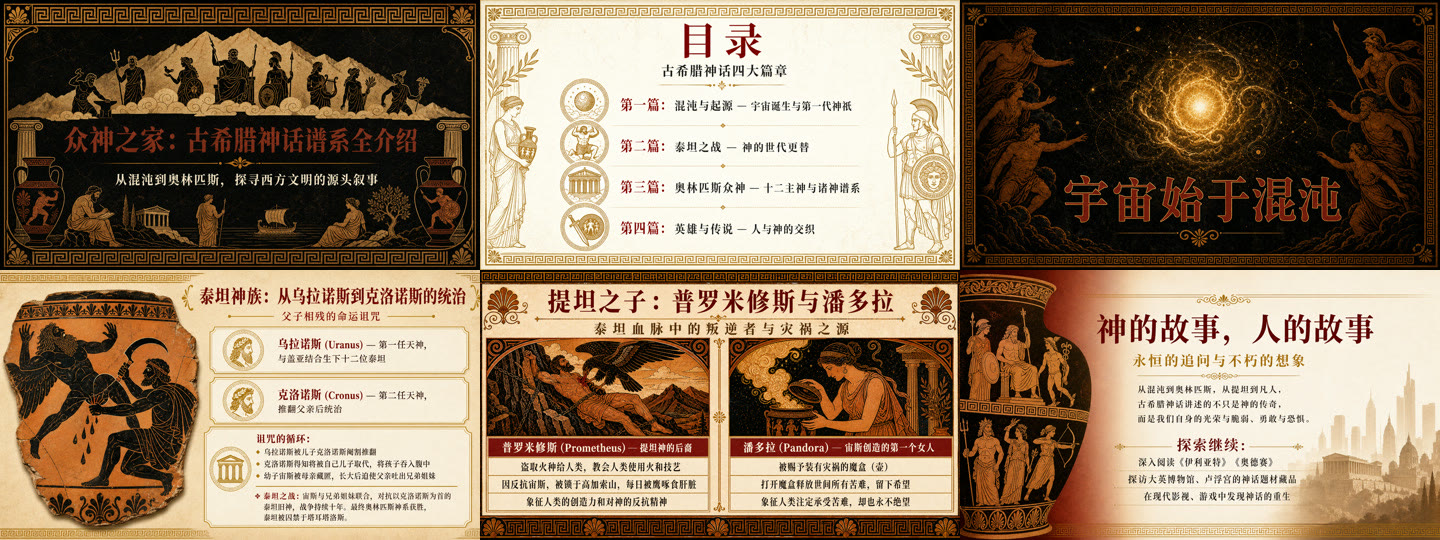 古希腊神话课程型 PPT 多页展示