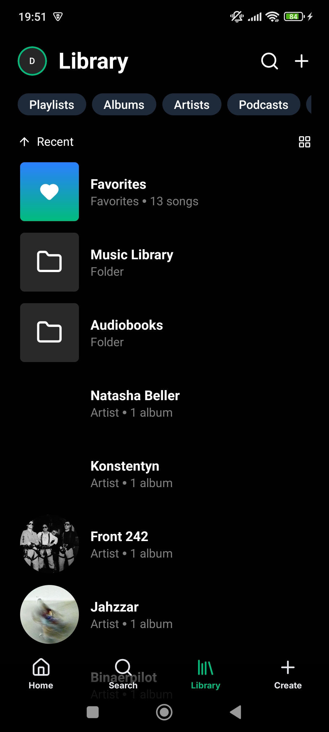 Library screen