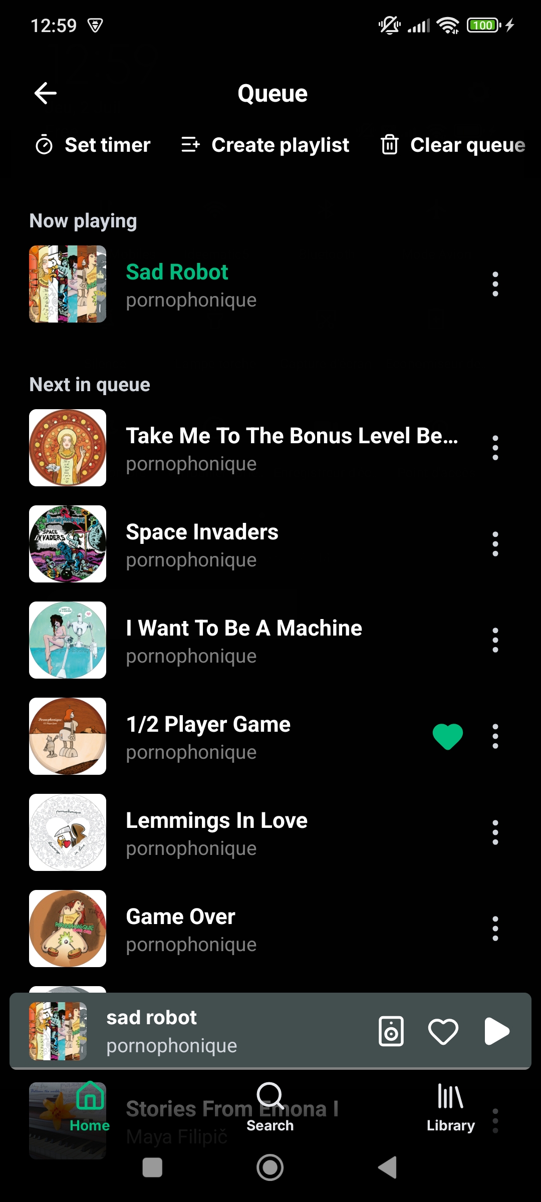 Queue screen