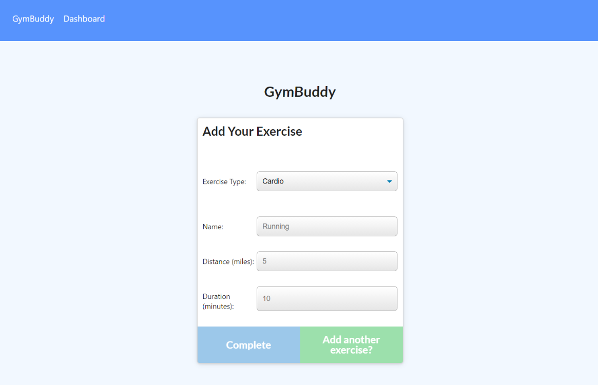 Add Exercise Screenshot
