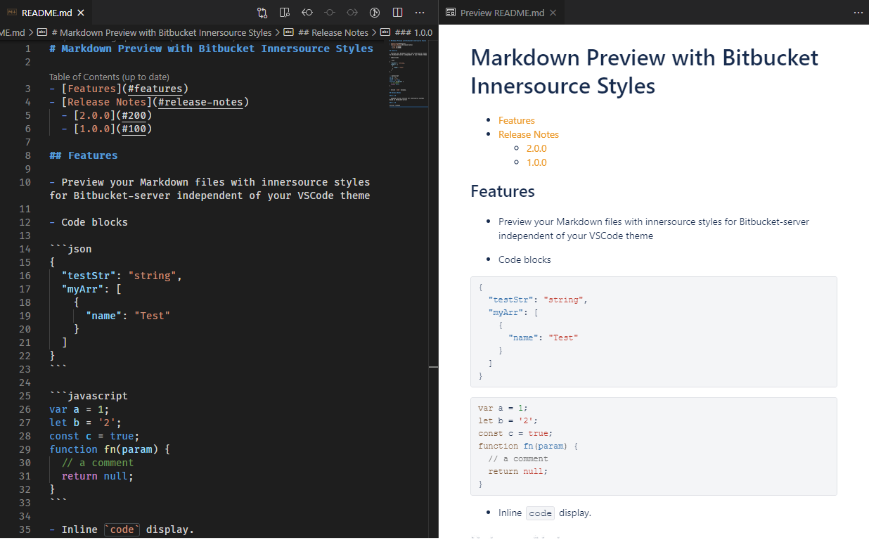 Markdown Preview with Bitbucket Styles