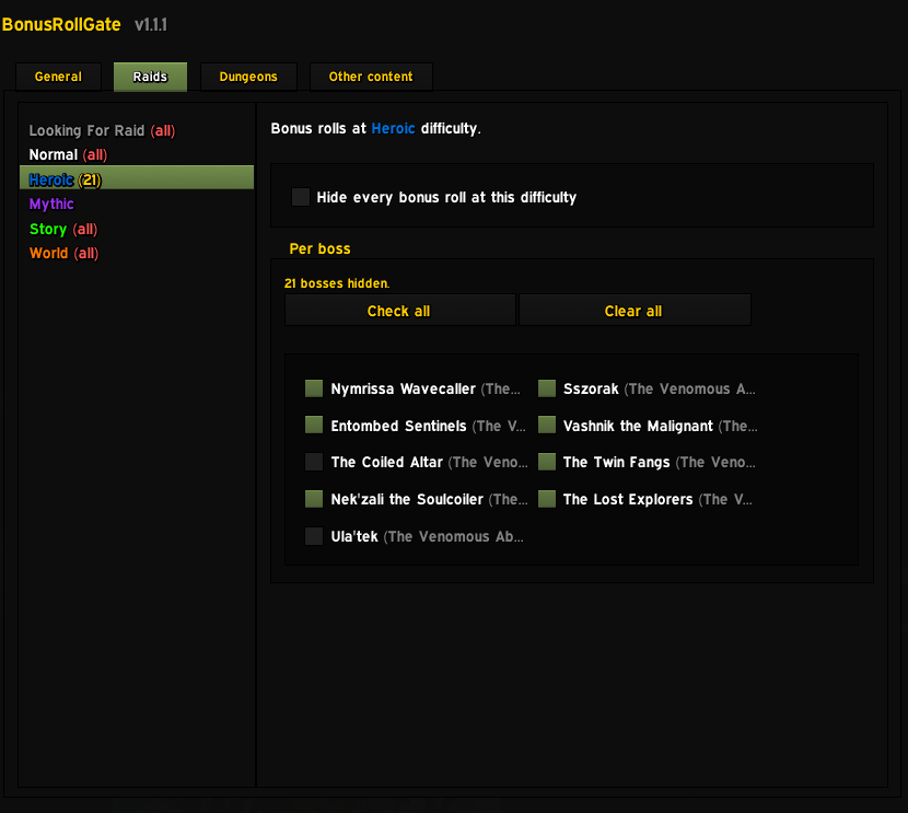 The Raids tab