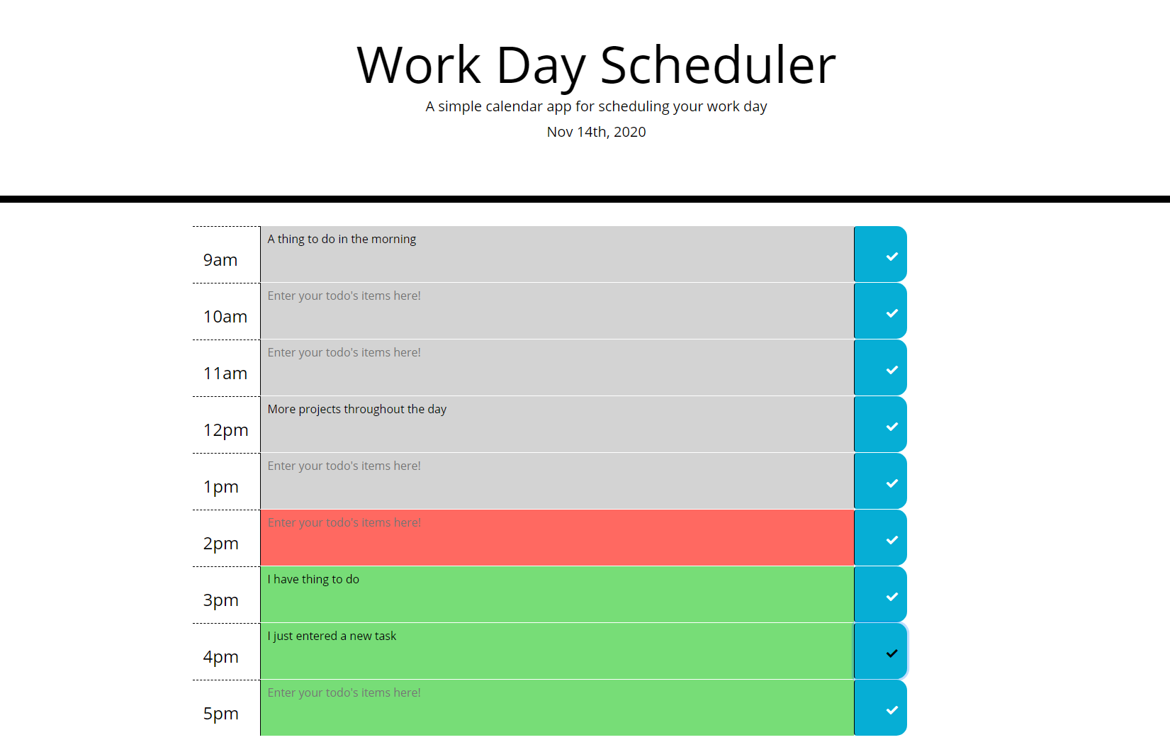 Schedule Page