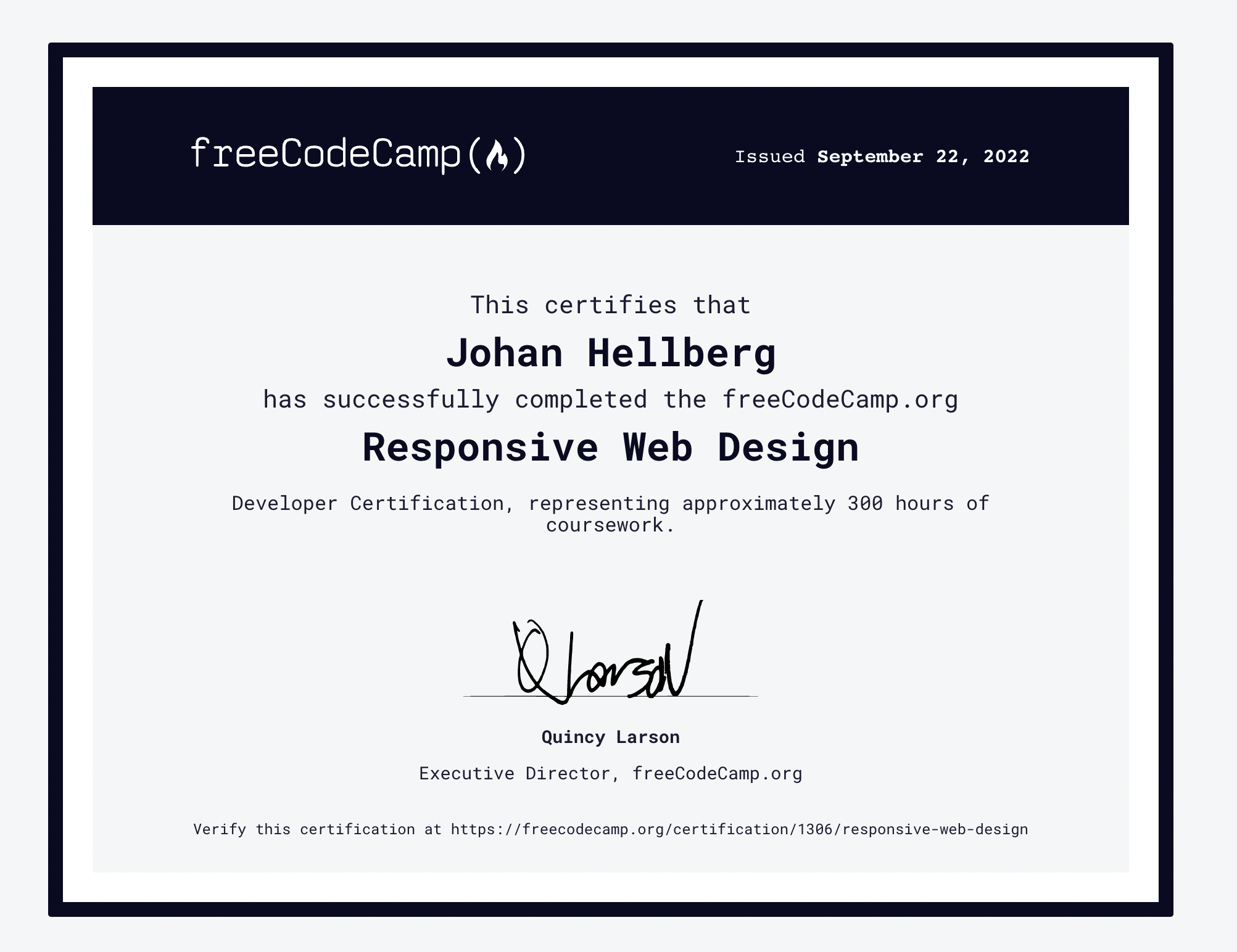 Responsive Web Design Certificate from FreeCodeCamp