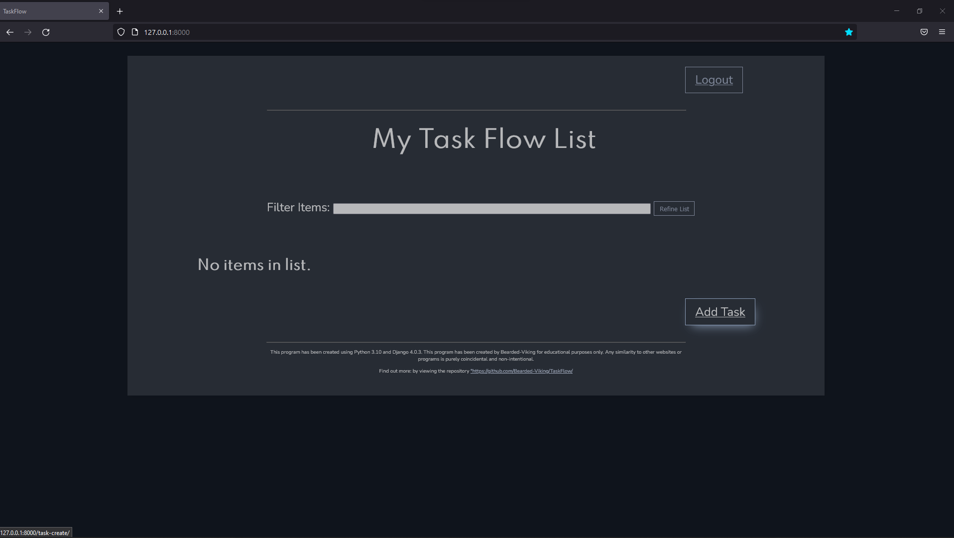 TaskFlow Empty List