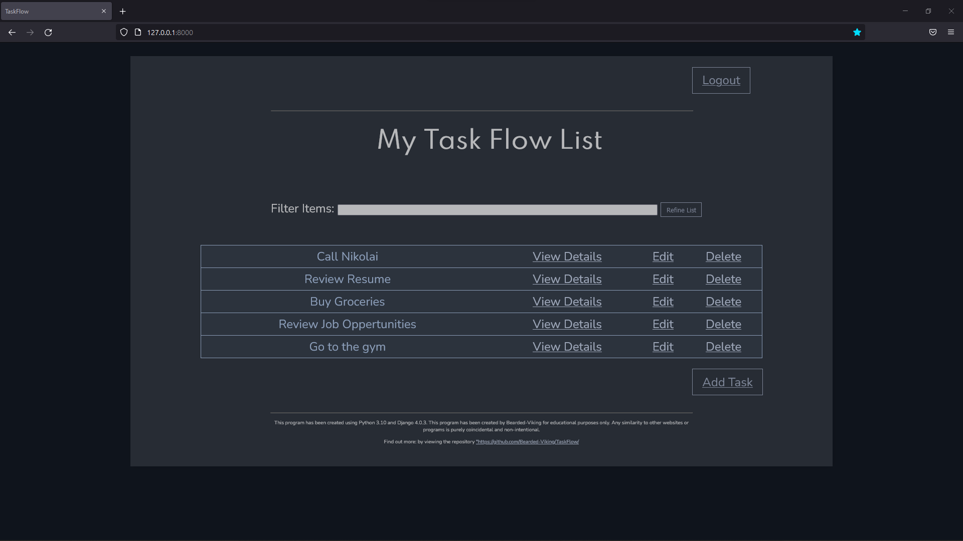 TaskFlow List