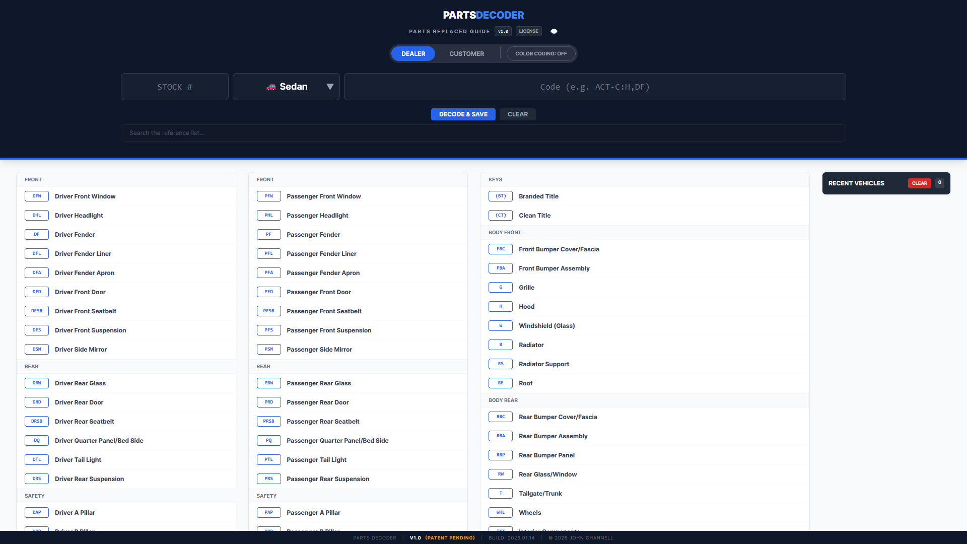 Parts Decoder Interface