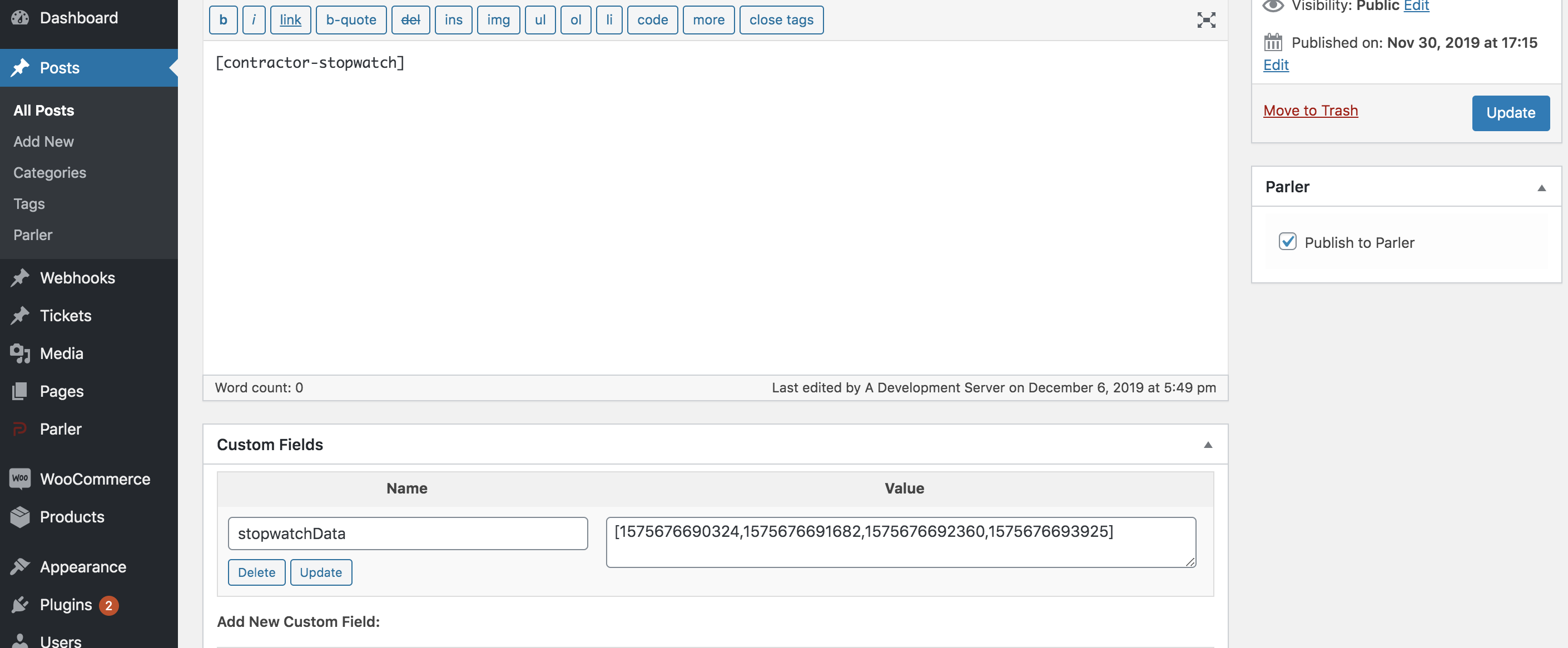 WordPress Screenshot