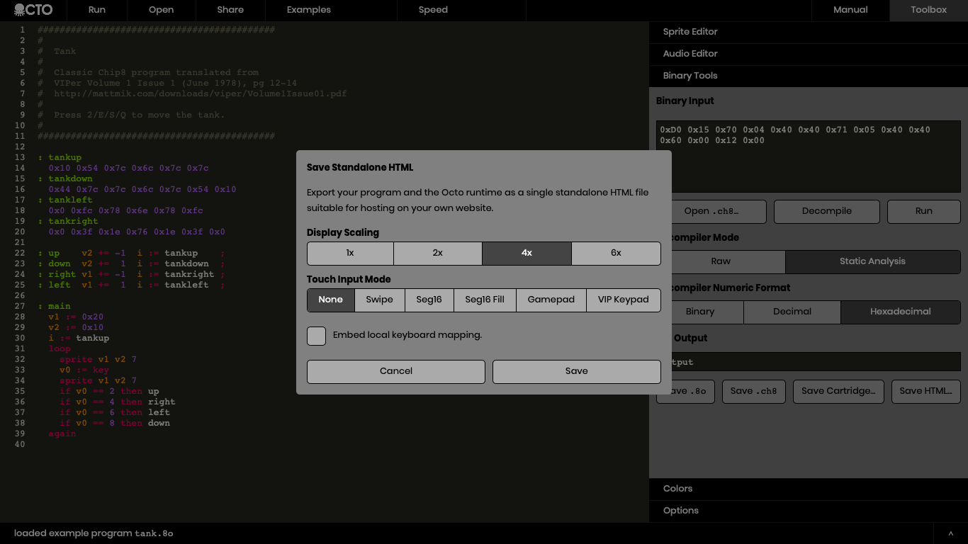 GitHub - JohnEarnest/Octo: A Chip8 IDE