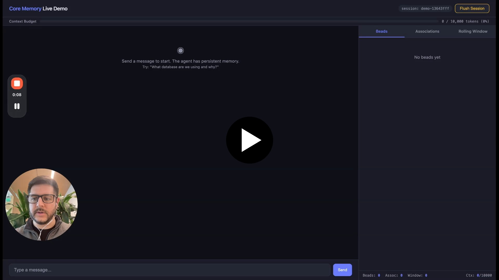 Core Memory live demo (click to watch on YouTube)