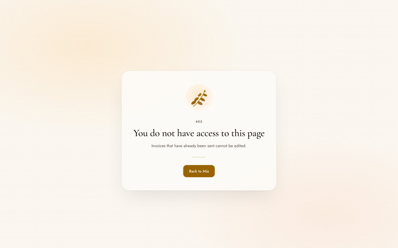 A 403 page reading You do not have access to this page, with the reason from the authorization exception in place of the generic line