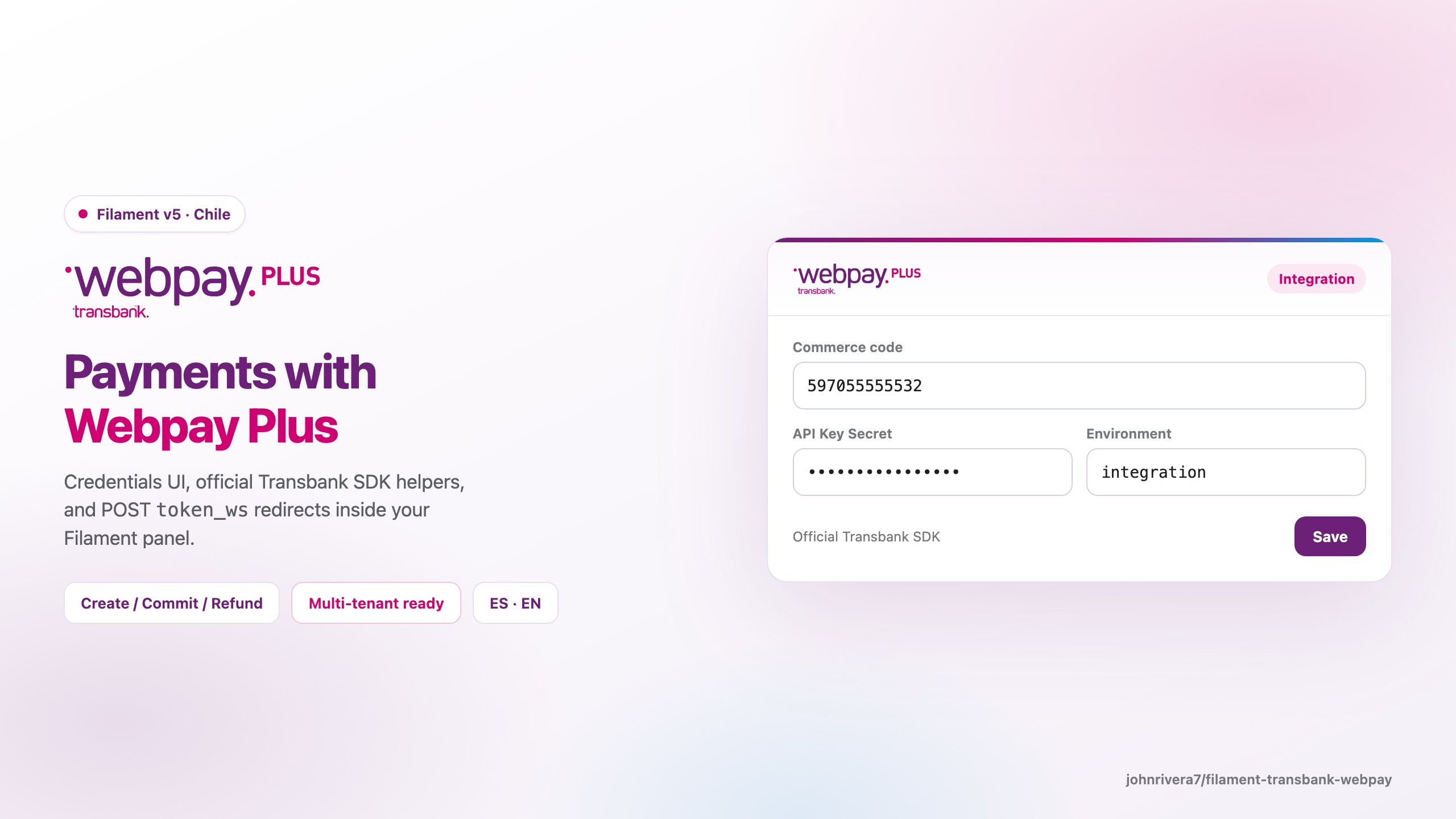 Transbank Webpay Filament plugin