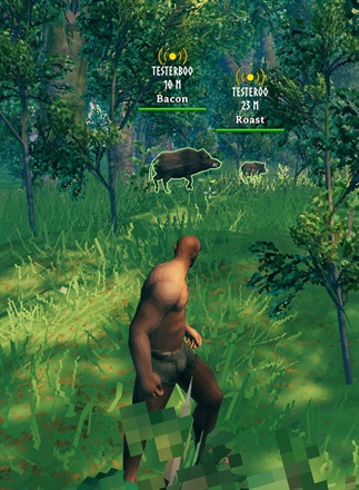 Friendly creature highlights with names and distances