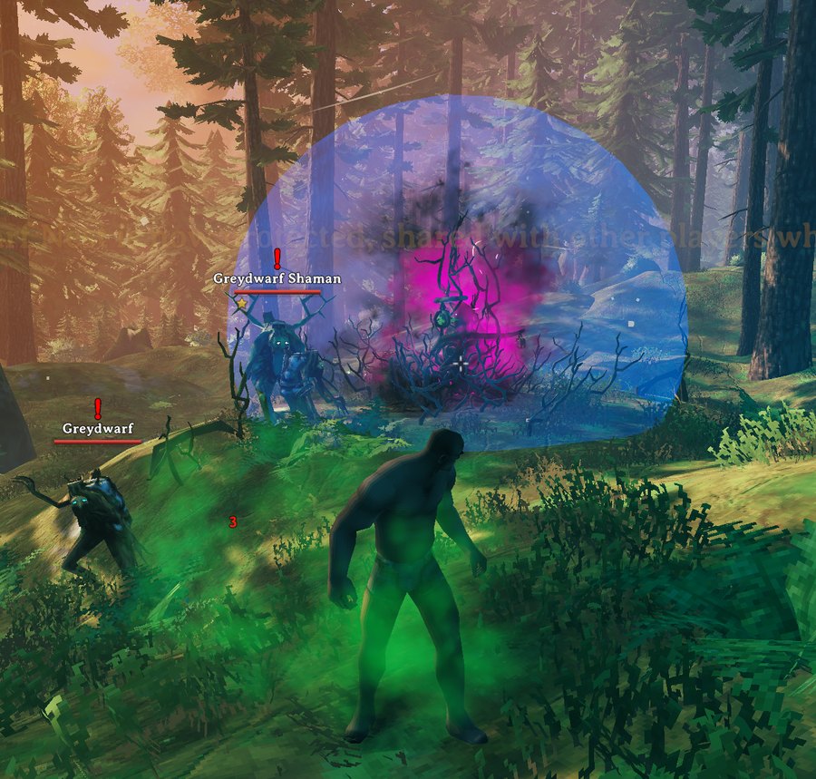 Greydwarf nest inside a blue shield bubble