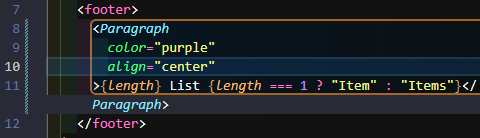 styled Paragraph using props to show number of items and ternary expression to construct grammatically correct sentence