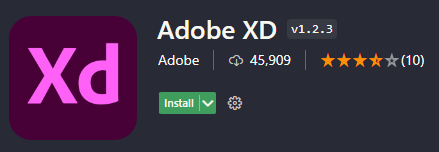 Adobe XD extension showing 45, 909 downloads