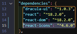 react-icons version 4.6.0 in our dependencies