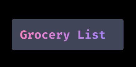 Grocery List title