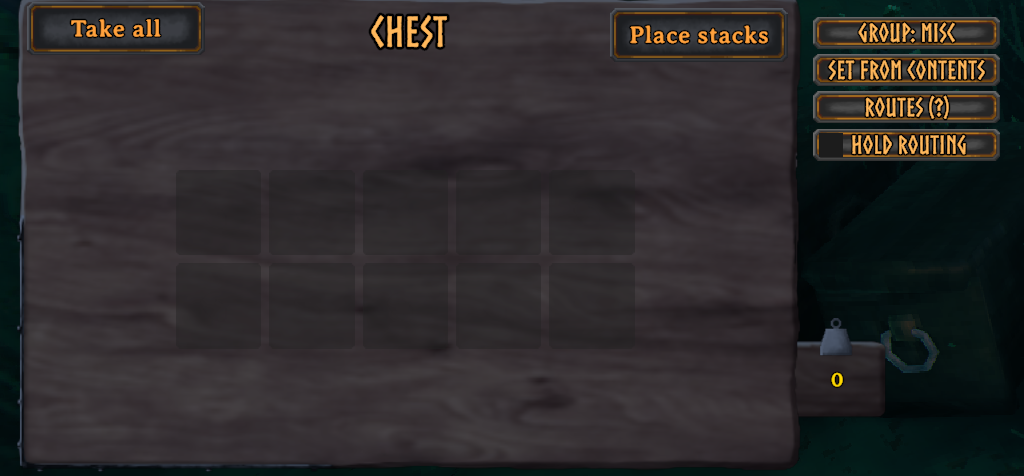The Storage Groups controls next to a chest window