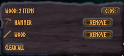 Edit Items: the group's items, each with a Remove button, and Clear all