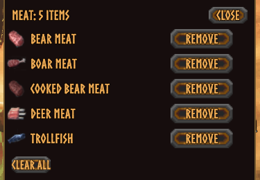 Edit Items: the group's items, each with a Remove button, and Clear all