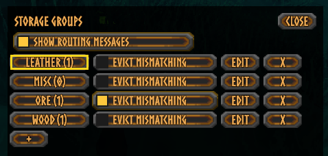 The group settings: each group with its item count, Evict Mismatching, Edit and delete