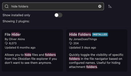 Screenshot of the Plugin Installation Menu