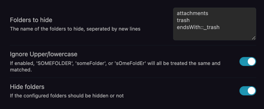 Screenshot of the Plugin Settings Screen in Obsidian.md