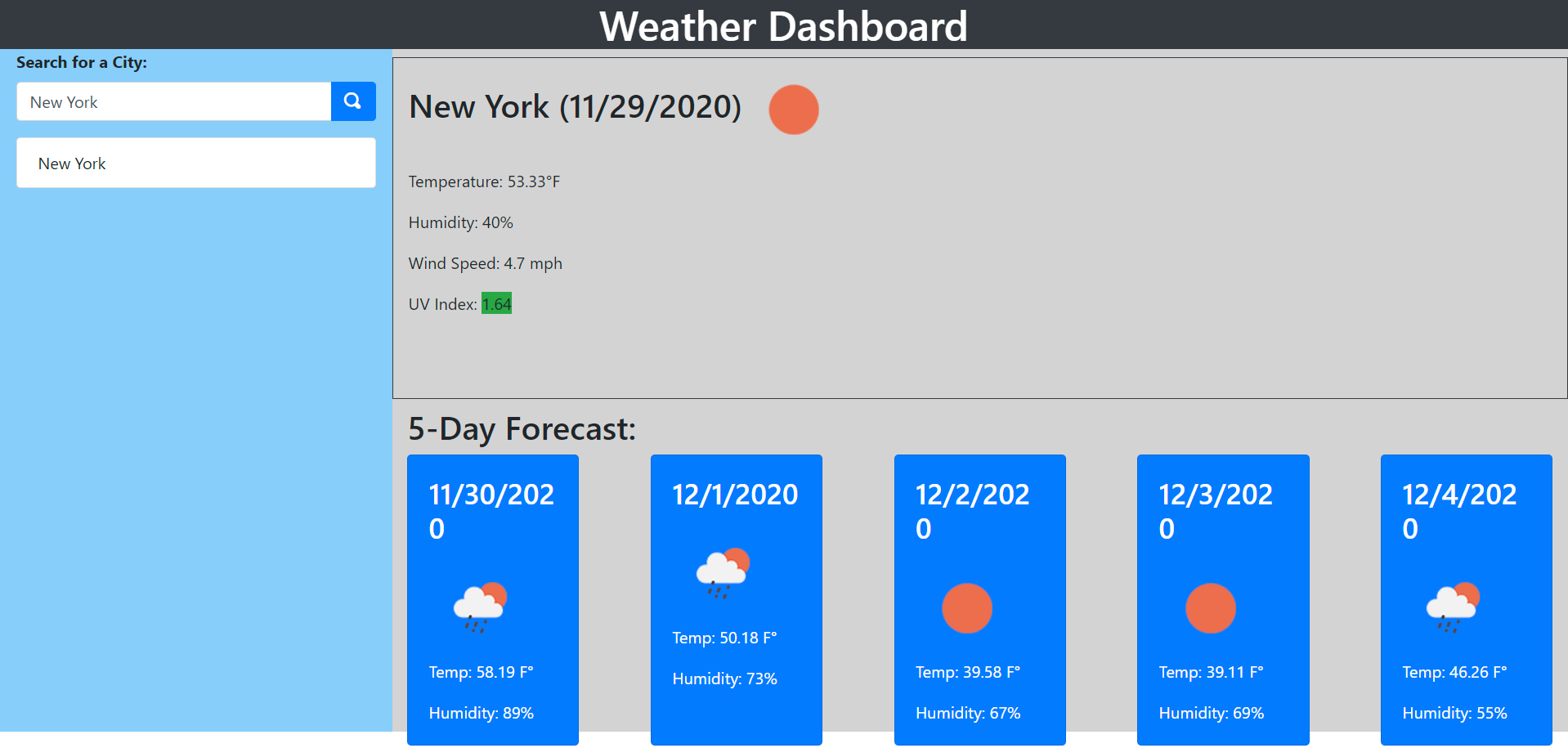 GitHub - Weather%20DashboarD