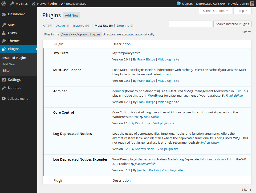 List of Must Use Plugins, include the automatically loads in subdirectories