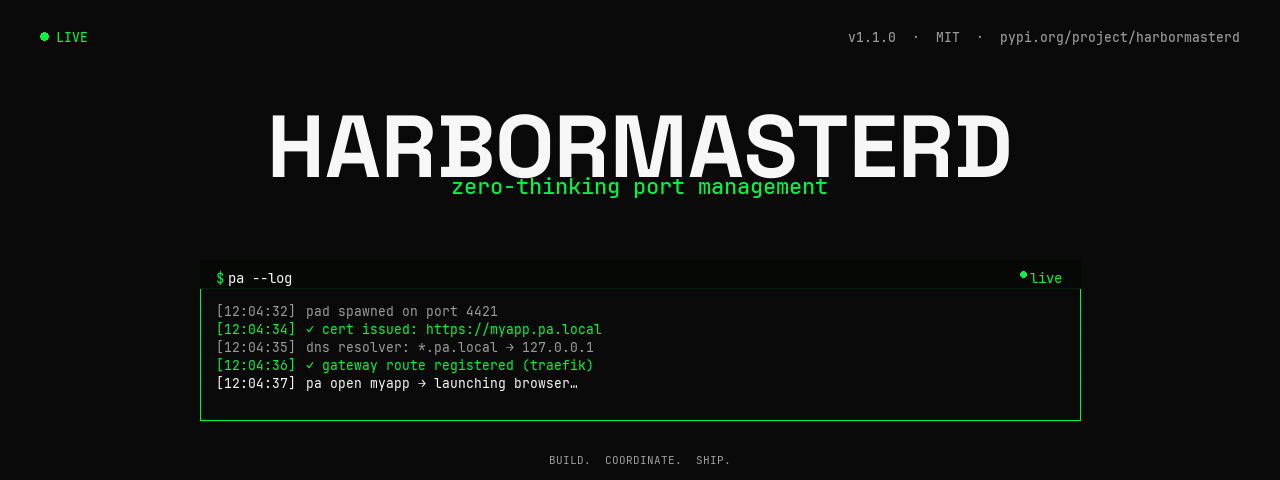 Harbormasterd — Zero-thinking port management with automatic HTTPS and DNS for local development