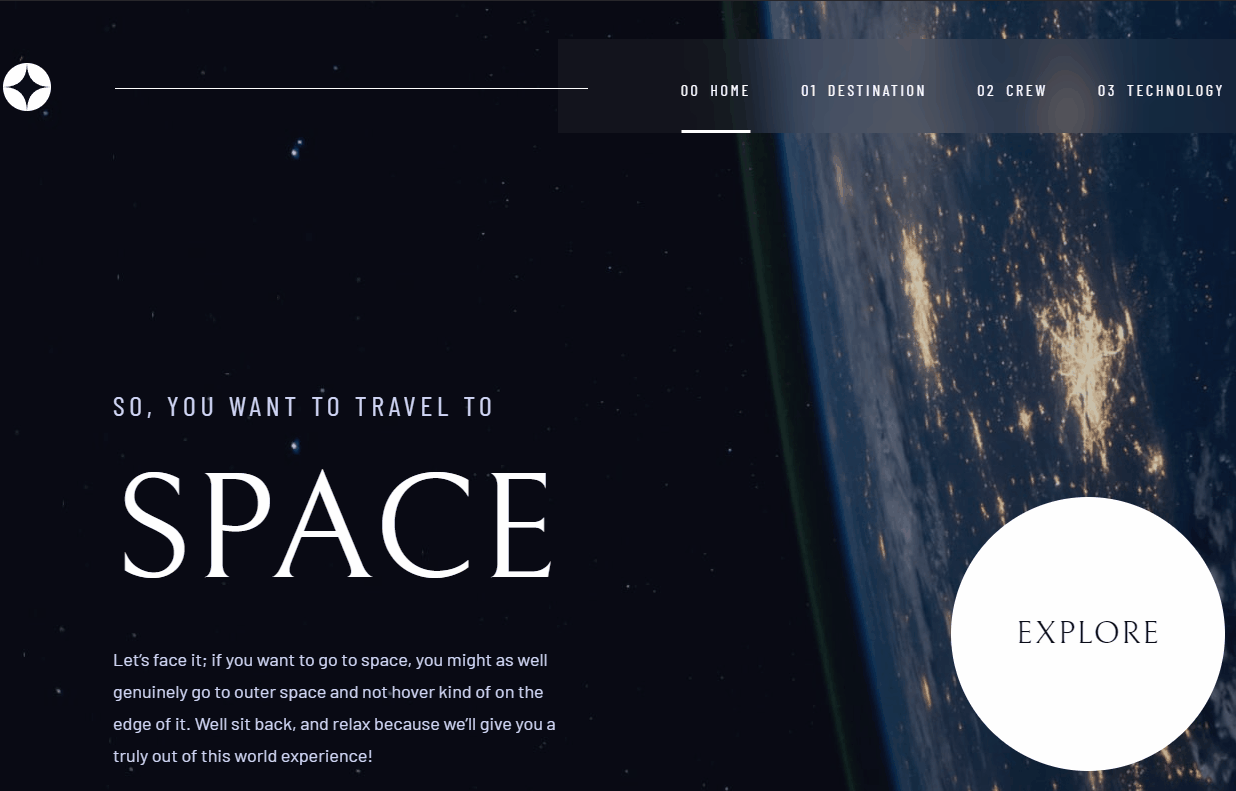 gif of desktop preview of space-tourism website