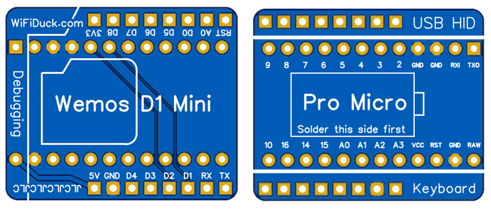 Preview of Pro Micro + Wemos d1 mini PCB