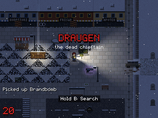 Döda Kvarter, round 20: Draugen's title card, then his charges across the snow
