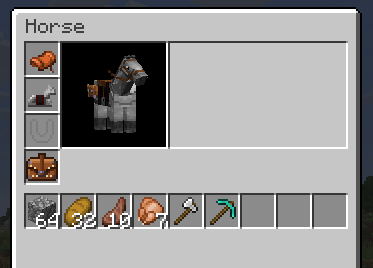 Horse inventory screen showing the horseshoe slot