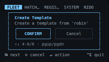 Create Template at 40x10 with Confirm and Cancel visible