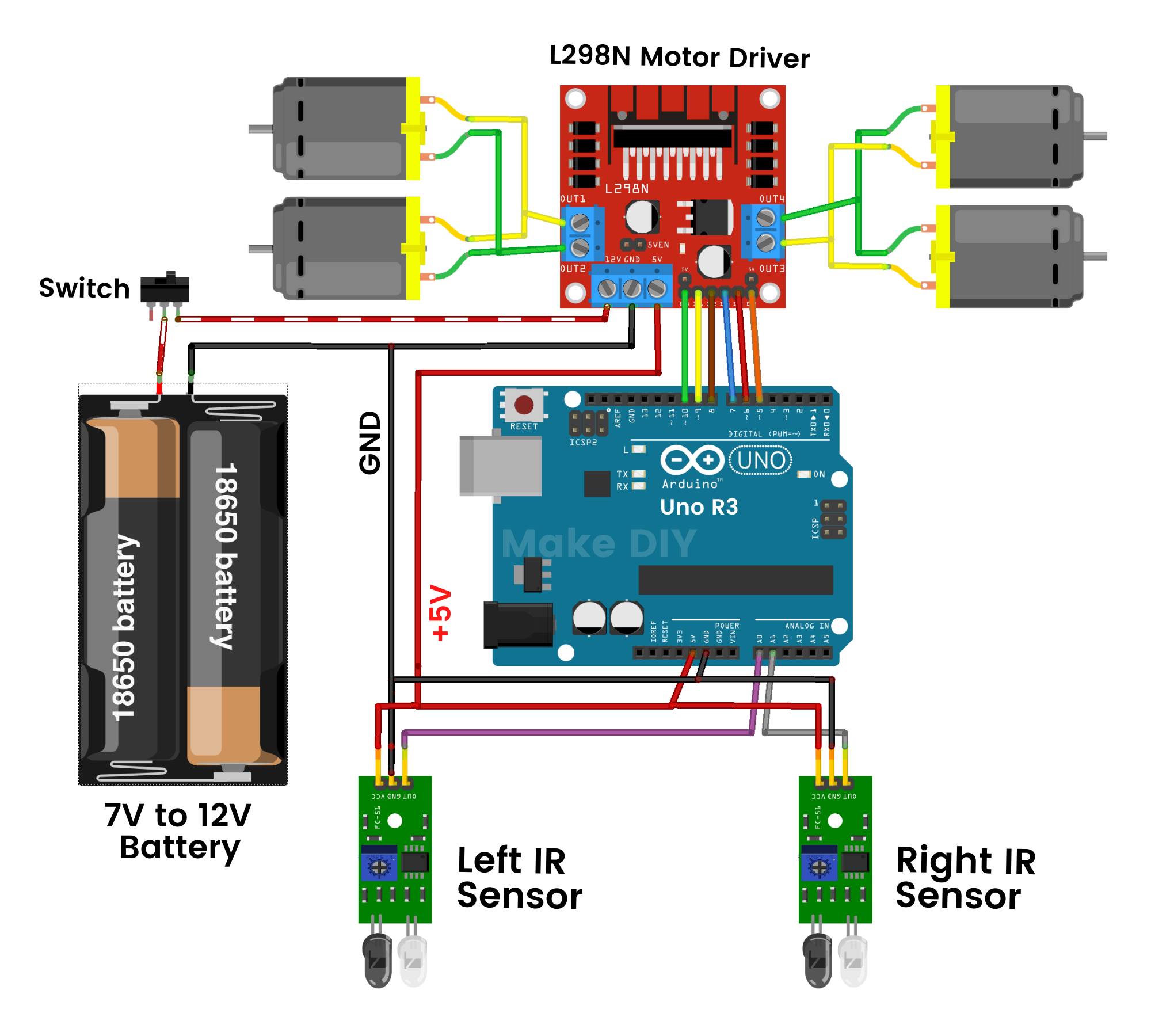 Arduino Line Following Robot Schematic