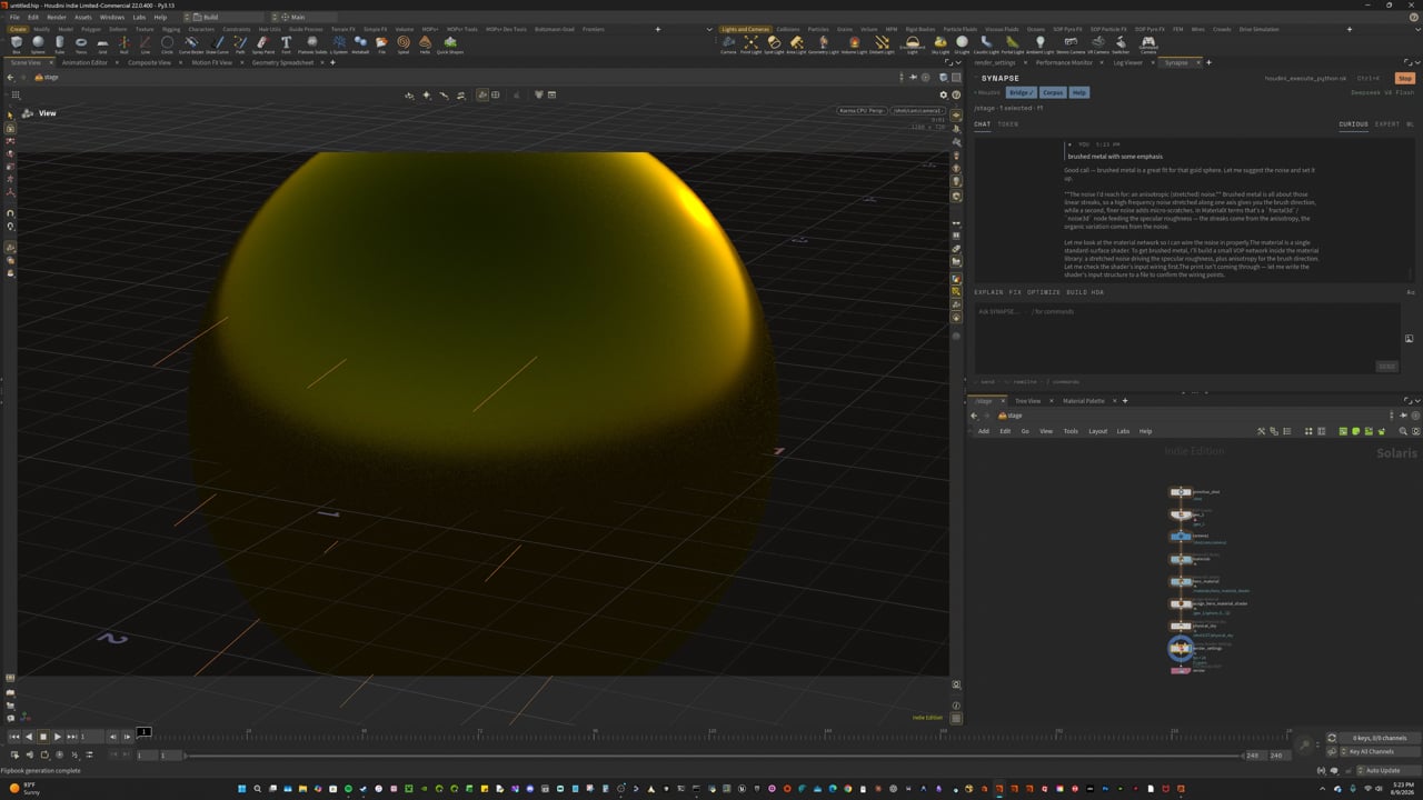 SYNAPSE demo — natural language to real Houdini nodes