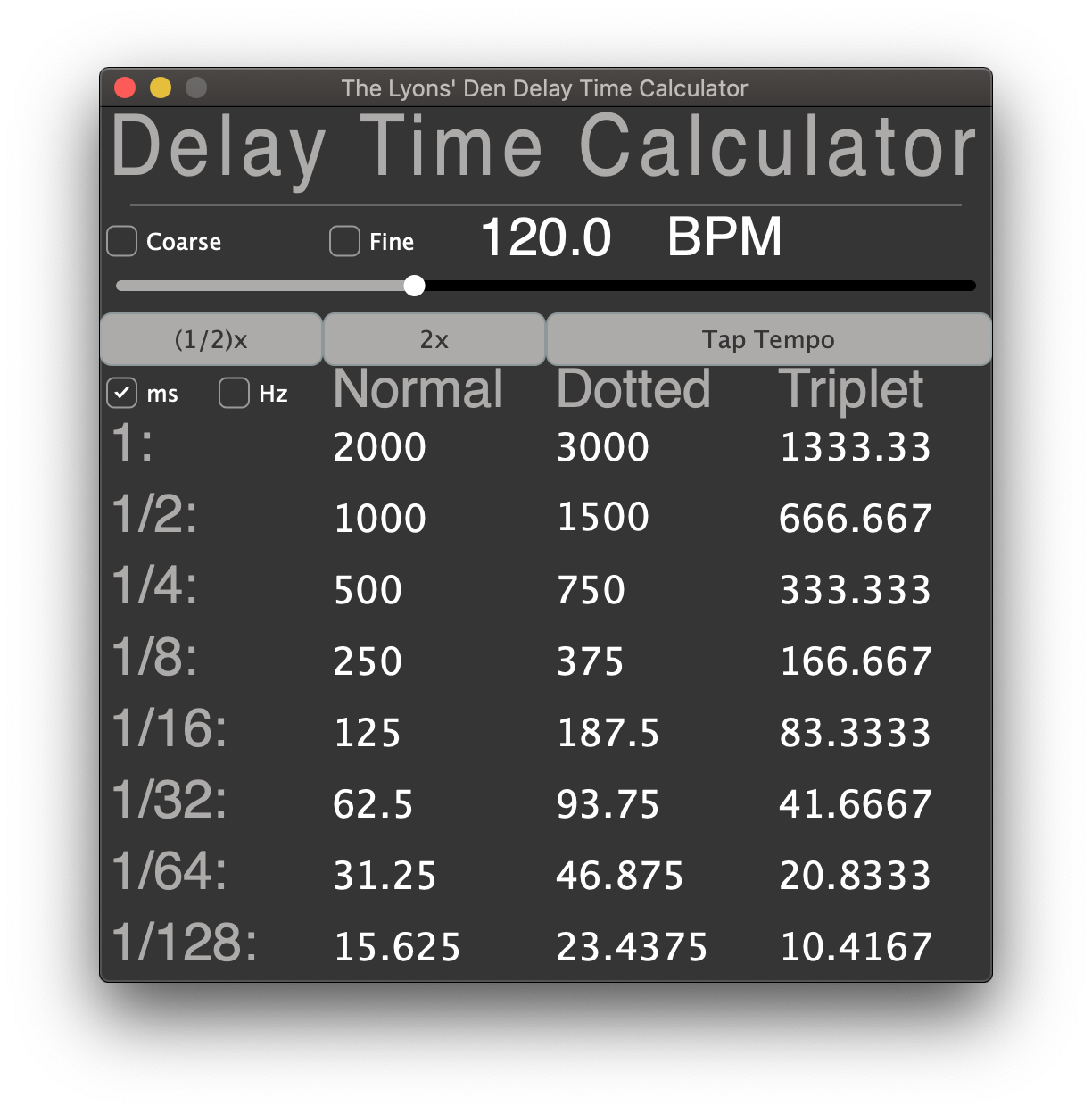 Delay Time Calculator