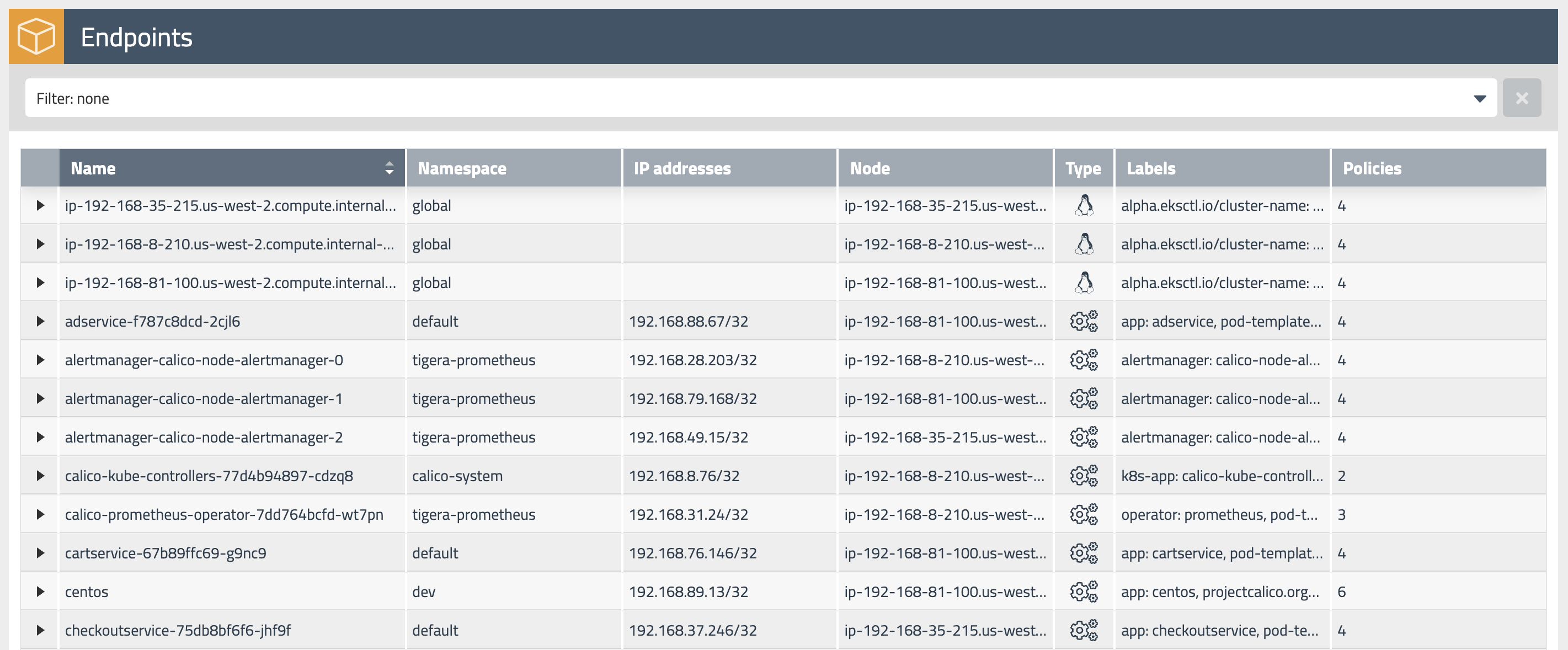 endpoints view