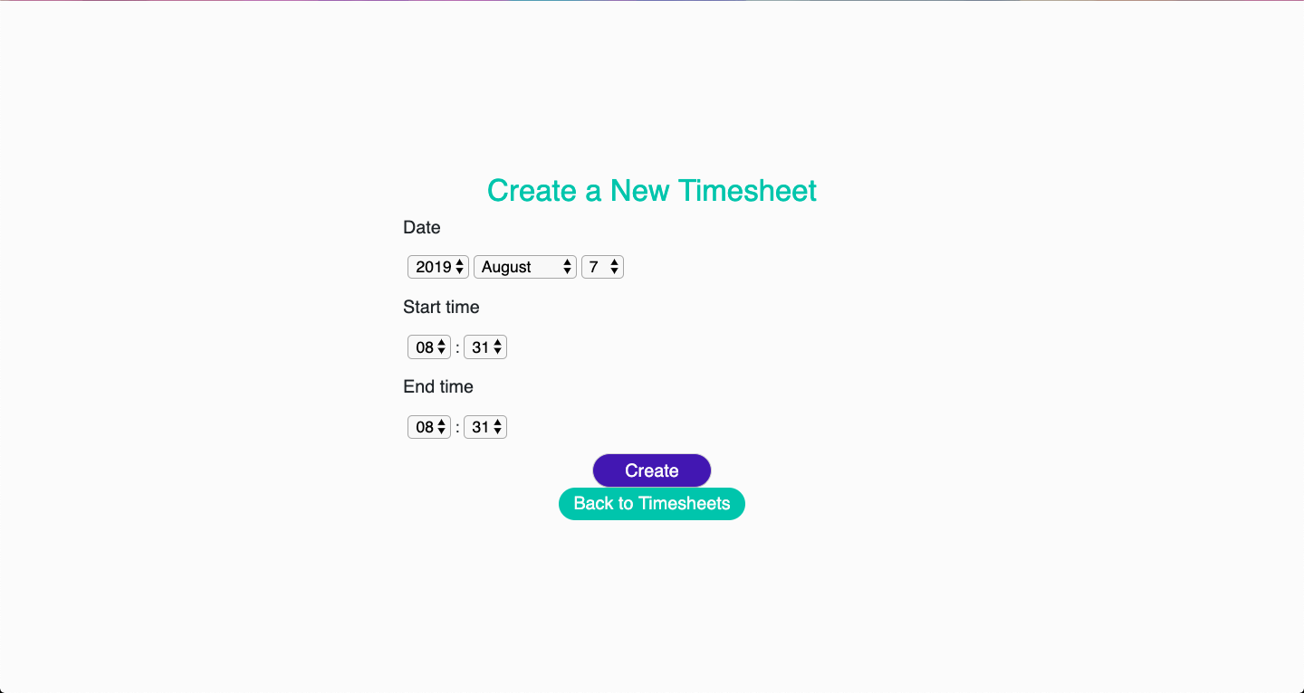 New Timesheet View Screenshot