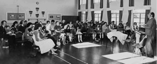 The school hall of Upton Manor was used during the construction of the new church building.