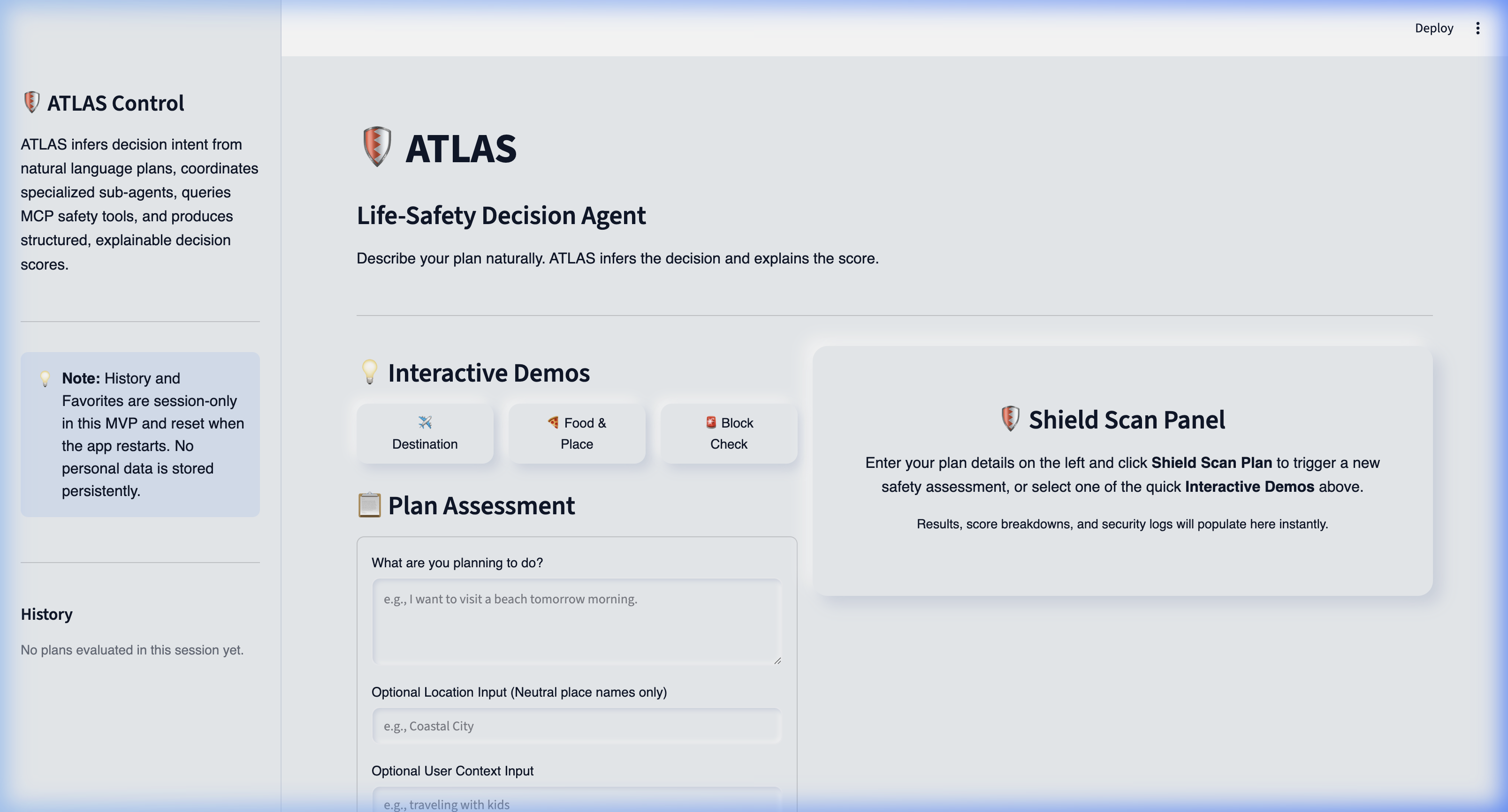 ATLAS Home Screen