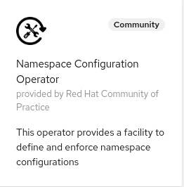 Namespace Configuration Operator