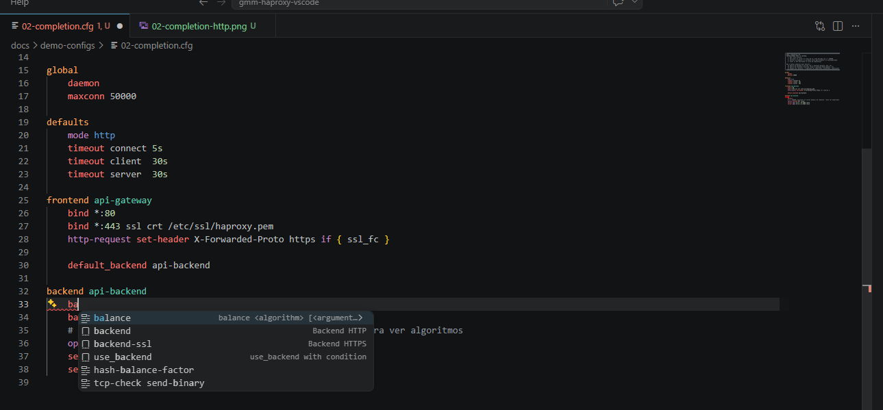 Autocompletion — directive suggestions