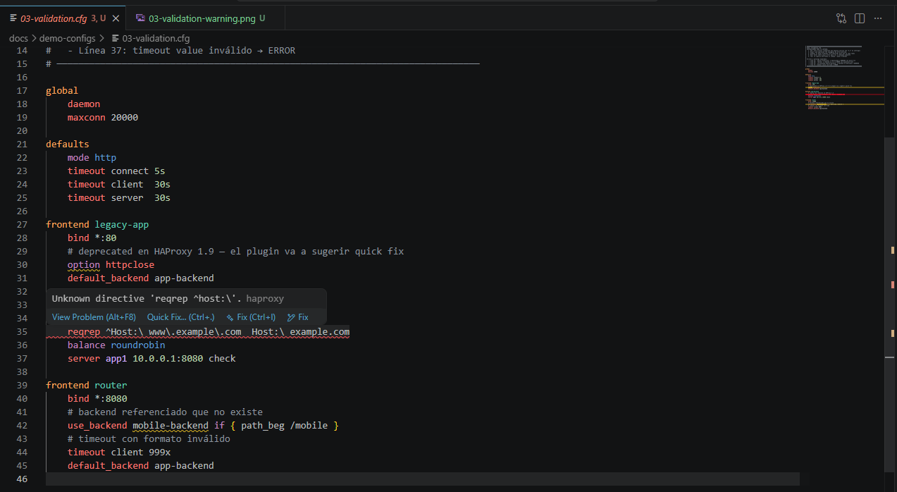 Validation — syntax error
