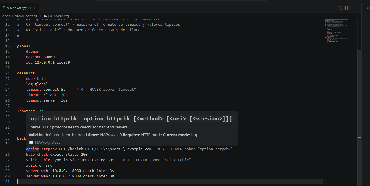Hover — option httpchk