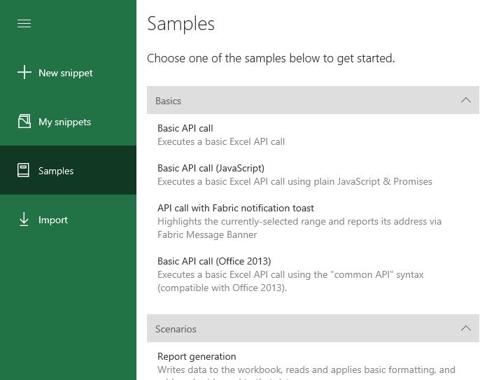 Script Lab import gallery screenshot