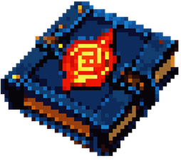 Visual asset of a pixel-art book.